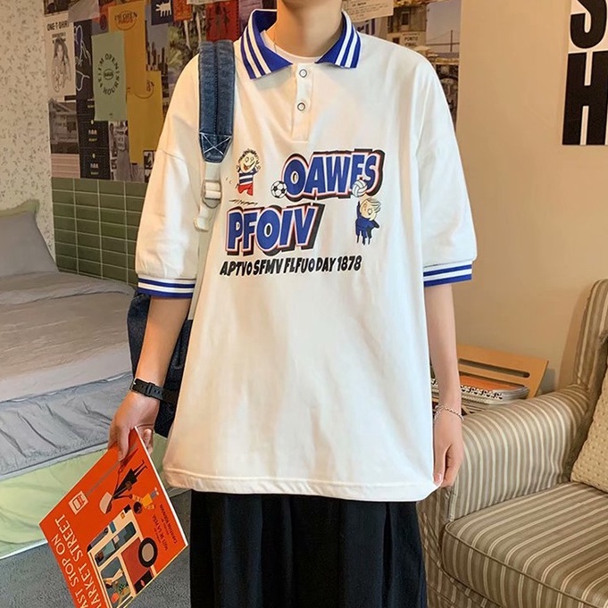 áo polo nam phong cách Hàn Quốc áo thun có cổ trắng áo phông polo nam streetwear áo thun nam có cổ from rộng áo thun có cổ nữ
