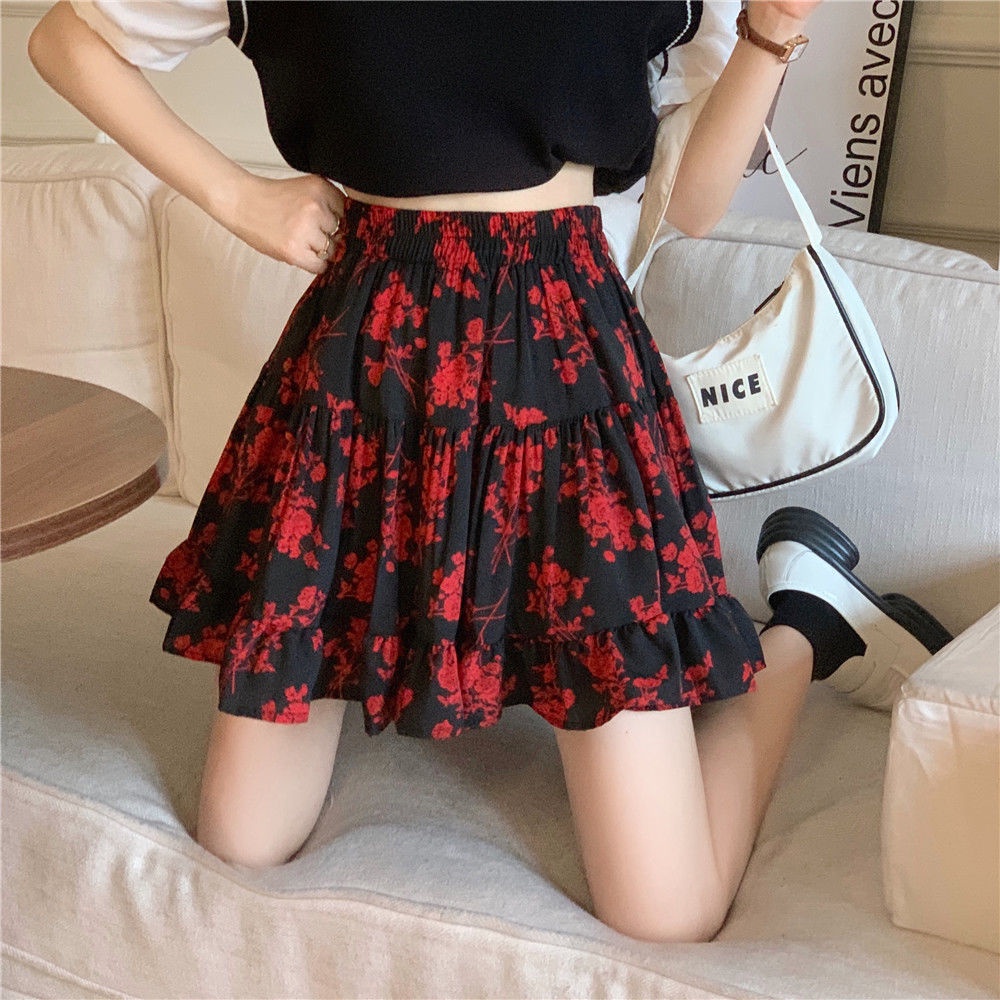 Chân Váy Hoa Lưng Cao Thời Trang Mùa Hè Hàn Quốc Dành Cho Nữ