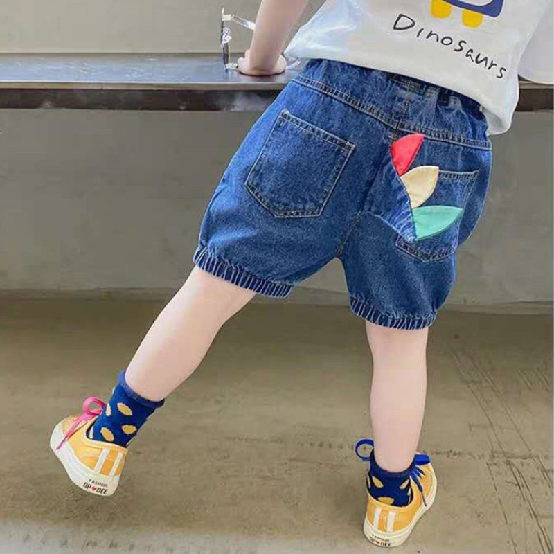 Quần Short Jeans Đuôi Khủng Long Ngộ Nghĩnh Cho Bé Trai và Bé Gái Size 10-25kg