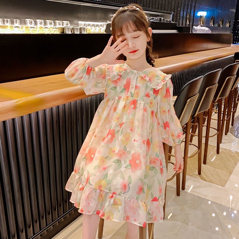 Đầm Chiffon Phong Cách Hàn Quốc Thời Trang Mới Dành Cho Bé Gái 2022