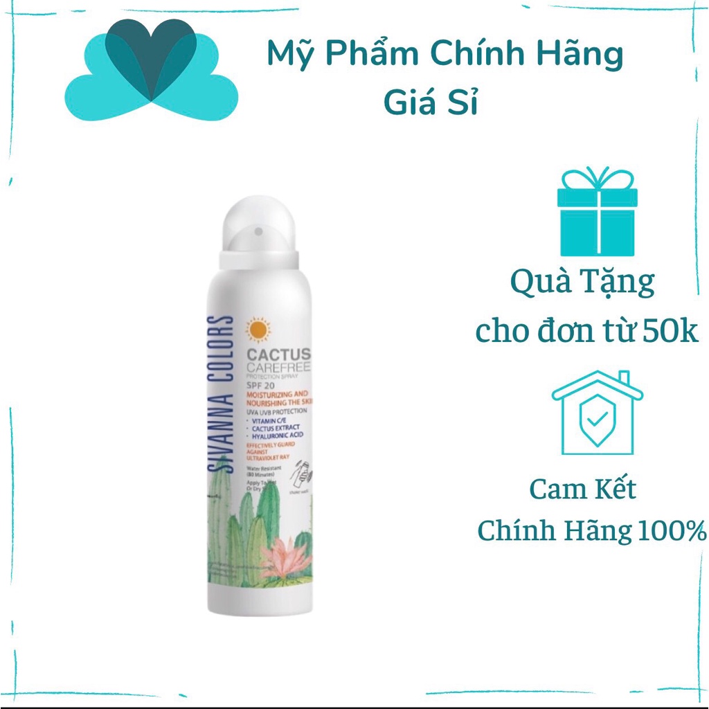 (Mẫu Mới) Xịt Chống Nắng Trắng Da Tức Thì Sivanna Cactus Carefree Protection Spray 150ml
