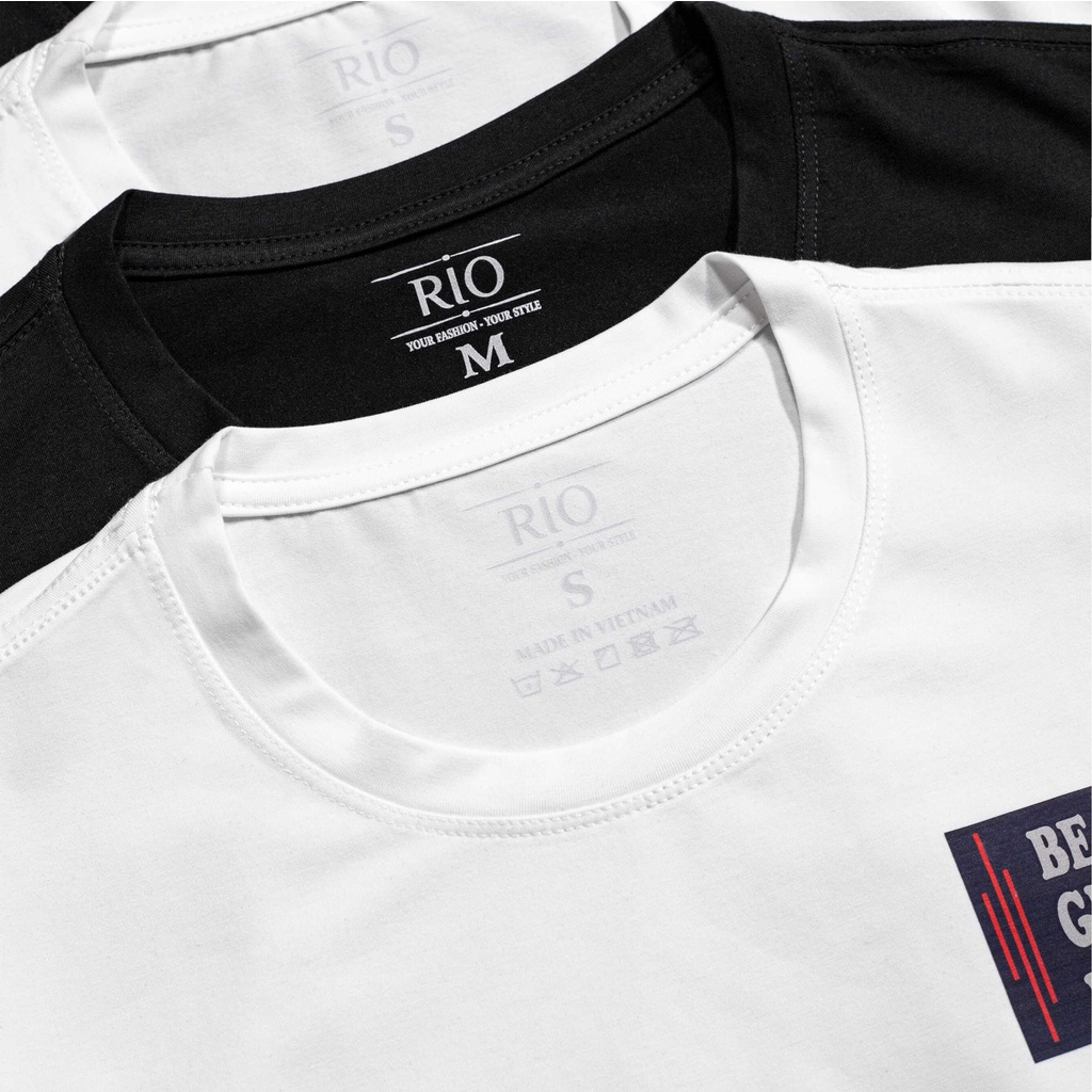 Áo Thun Nam, Áo Phông Nam Cổ Tròn Tay Ngắn RIO thun cotton cao cấp dày dặn thoáng mát trơn hàng hiệu đẹp RIO-04