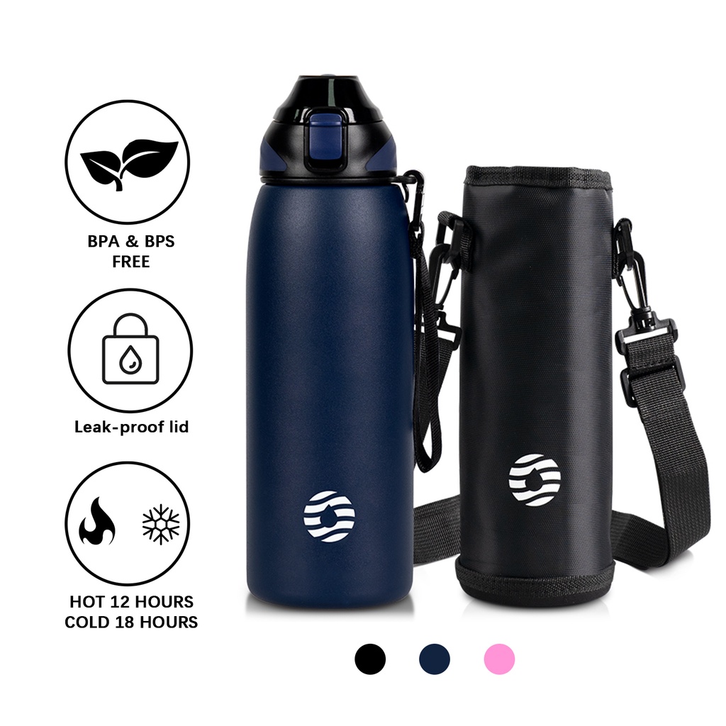 Bình Nước Giữ Nhiệt 1000ml / 34oz Bằng Thép Không Gỉ Chống Rò Rỉ Tiện Dụng Mang Theo Du Lịch / Đi Học / Đạp Xe