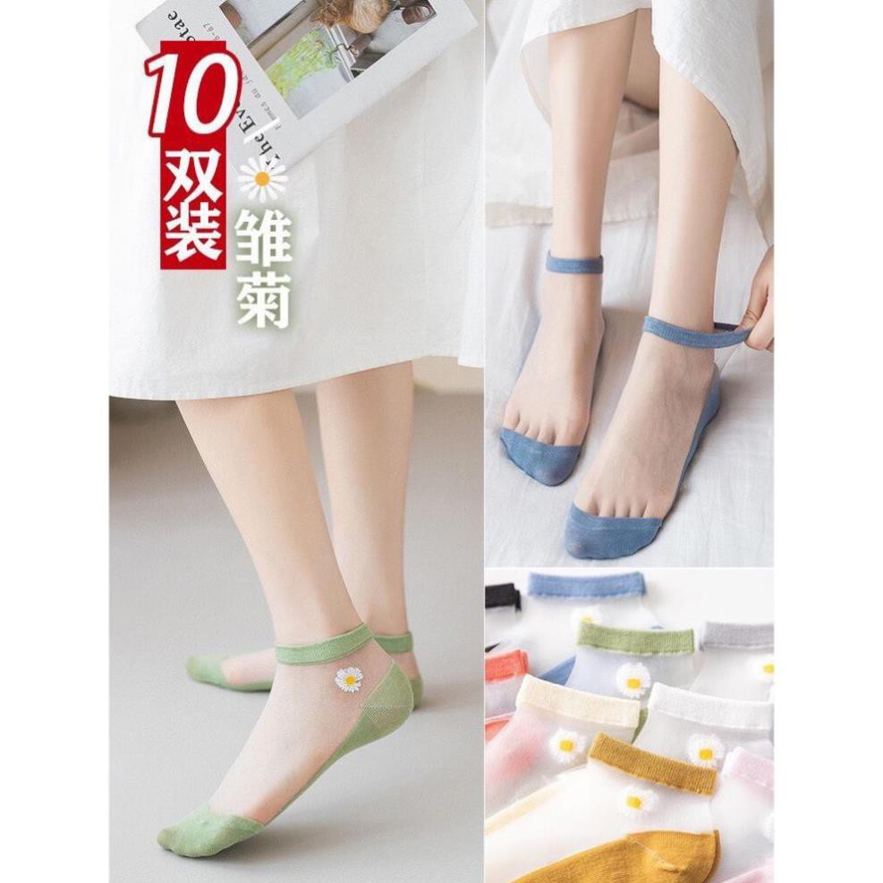 Tất lưới ren hoa cúc nữ cho mẹ