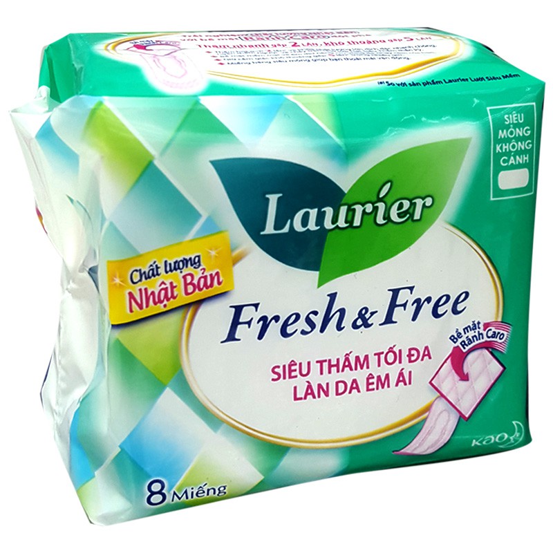 Băng vệ sinh Laurier Fresh &amp; Free siêu mỏng ( Nhập Khẩu )