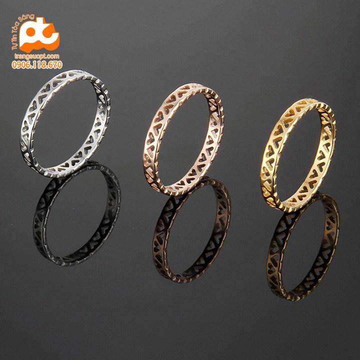 Nhẫn titan nữ trái tim cách điệu cao cấp thép không gỉ titanium