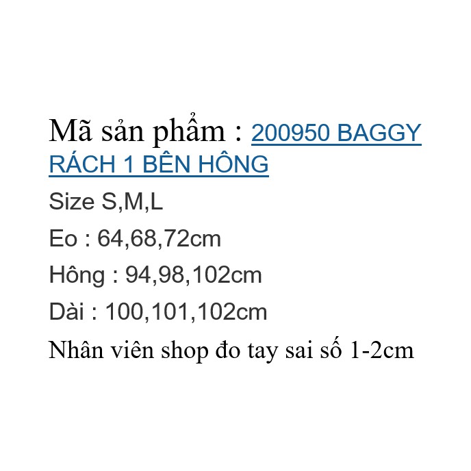 200950 QUẦN RÁCH 1 BÊN HÔNG - SIZE S,M,L | BigBuy360 - bigbuy360.vn