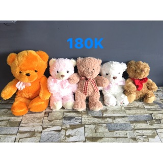 Set 5 teddy cam, hồng, nâu, trắng, ...