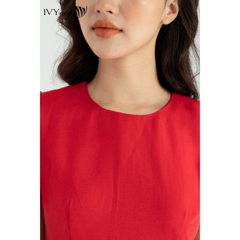 Đầm voan đính nơ thiết kê IVY moda MS 48B8614