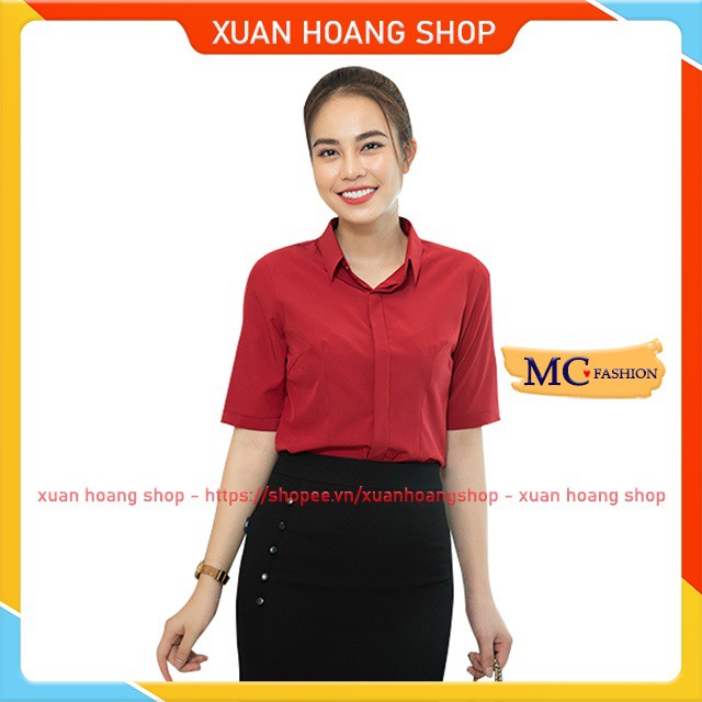 Áo Sơ Mi Nữ Công Sở Kiểu Tay Lỡ Đẹp Mc Fashion, Đủ Size, Chất Vải Mát, Màu Tím Than, Hồng, Trắng, Xanh Đen, Đỏ A473