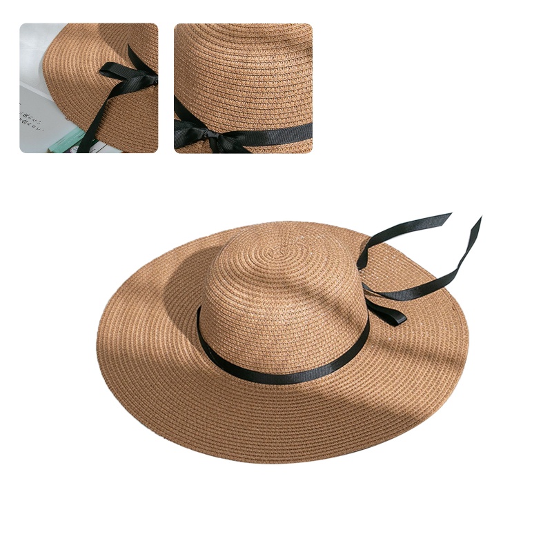 Mũ Cói Rộng Vành Chống Tia UV Thời Trang Đi Biển Cho Bé