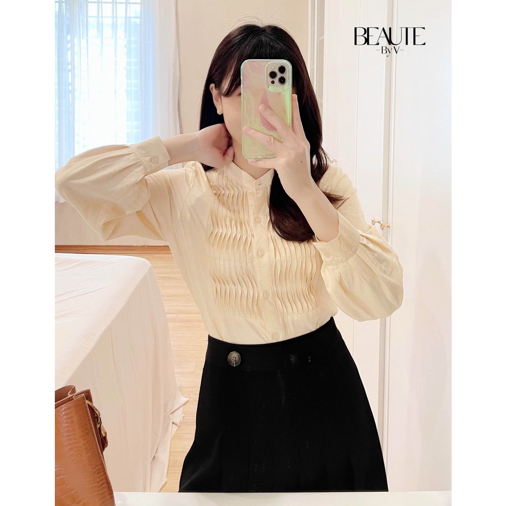 BEAUTEBYV - Áo sơ mi cổ tàu New Wavy