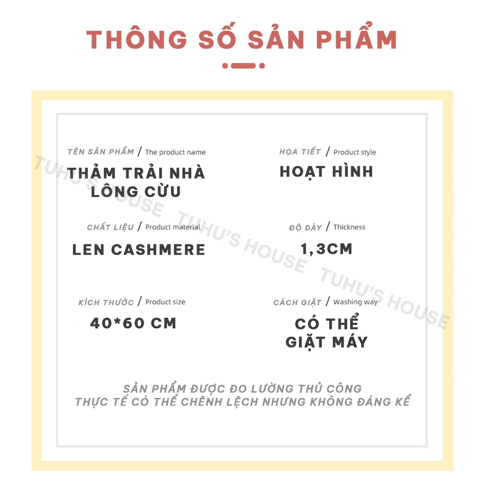 Thảm lông lau chân chùi chân, thảm lông trải sàn nhà bếp decor trang trí dễ thương - HUNONA