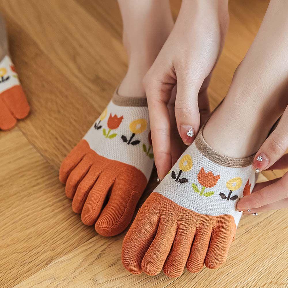 Vớ Thuyền Năm Ngón Chống Trượt Thấm Hút Mồ Hôi Thoáng Khí Màu Sắc Thời Trang Dành Cho Nữ