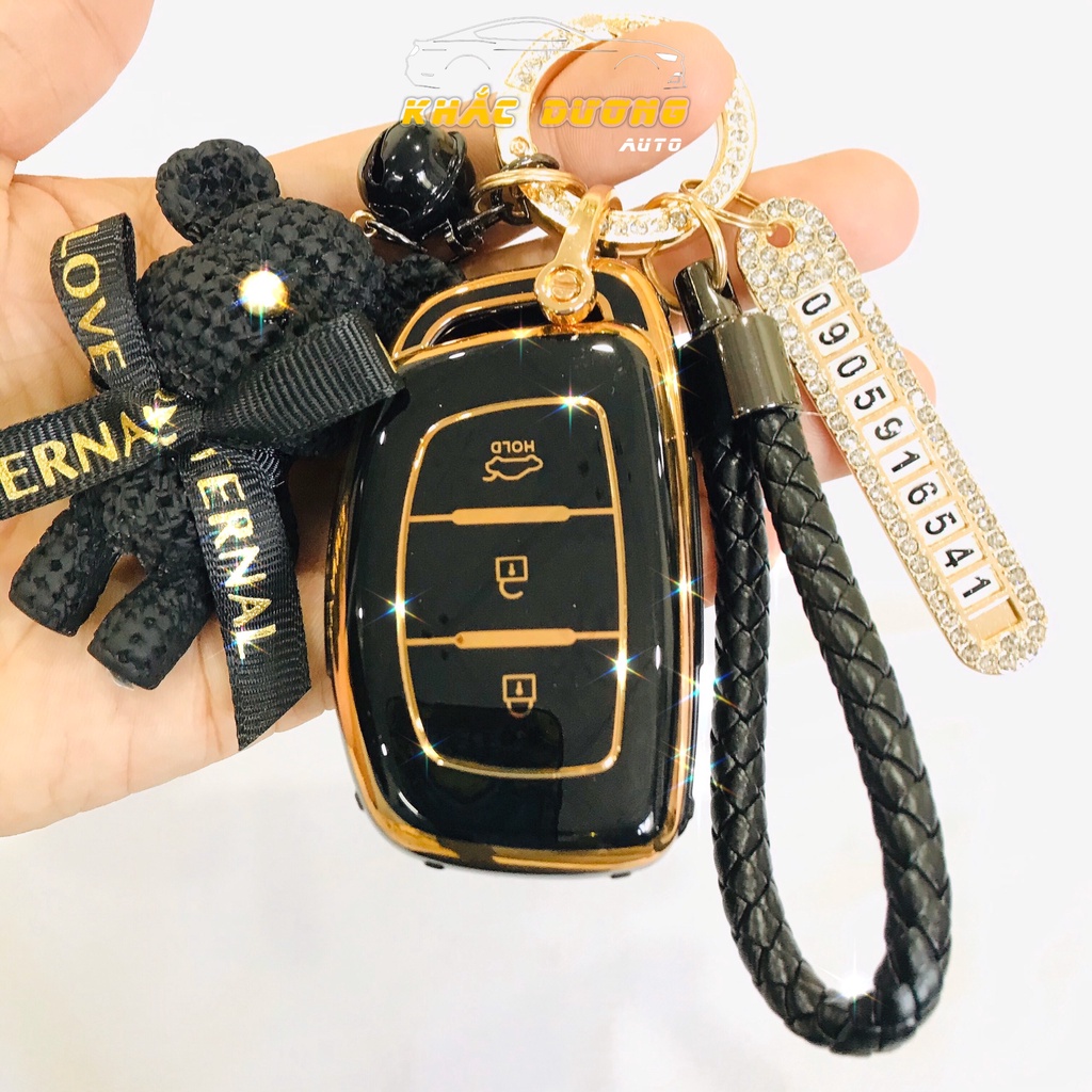 Ốp chìa khoá Hyundai i10 Elantra Tucson TPU đính đá nhân tạo cao cấp sang trọng