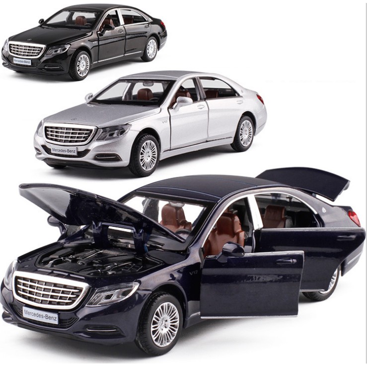 Xe mô hình ô tô Mercedes Benz S600 tỉ lệ 1:32 bằng kim loại đồ chơi trẻ em có đèn và âm thanh