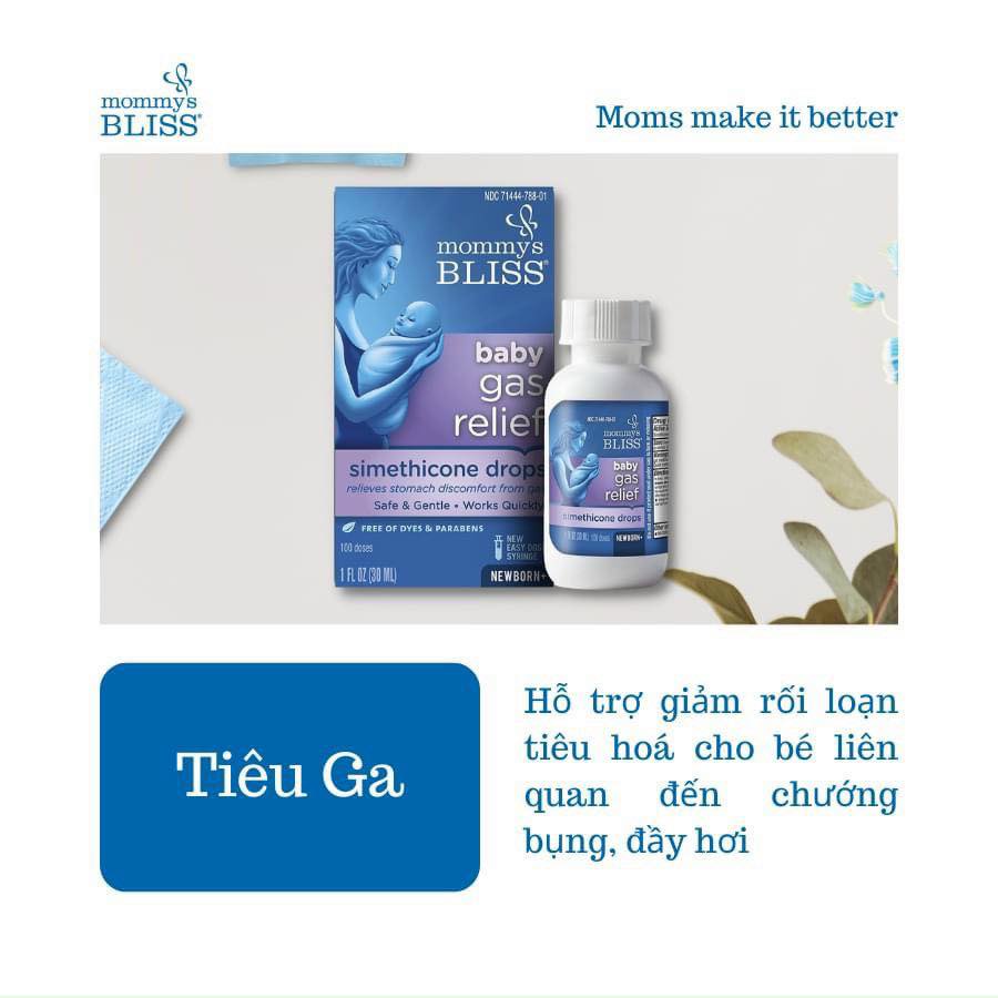 𝐂𝐇𝐈́𝐍𝐇 𝐇𝐀̃𝐍𝐆 - Siro tiêu gas cấp tốc cho bé từ sơ sinh giảm đầy hơi, colic Mommys Bliss  - 30ml
