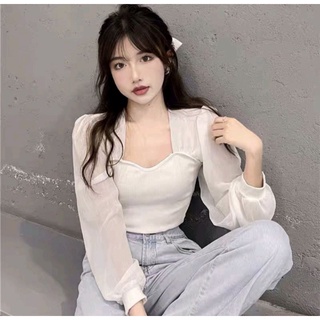 [Mã 2611THTRANG100K hoàn 10% xu đơn 99K] ÁO GÂN PHỐI VOAN TAY BỒNG