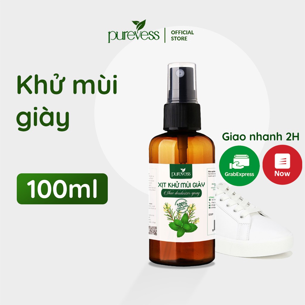 Xịt khử mùi giày Purevess hương bạc hà the mát 50ml - 100ml