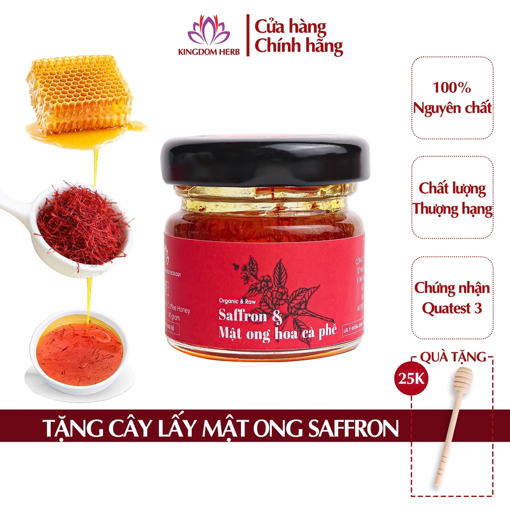 Saffron ngâm mật ong Kingdom Herb chính hãng, nghệ tây mật ong thượng hạng hộp 40g Q1