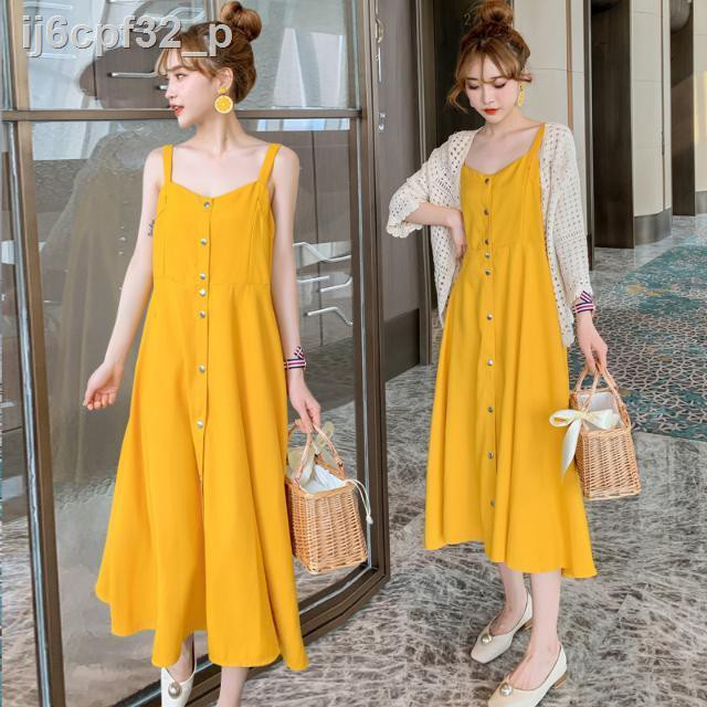 Maternity wear summer nursing clothes mid-length 2020 new sling dress spring two-piece suit