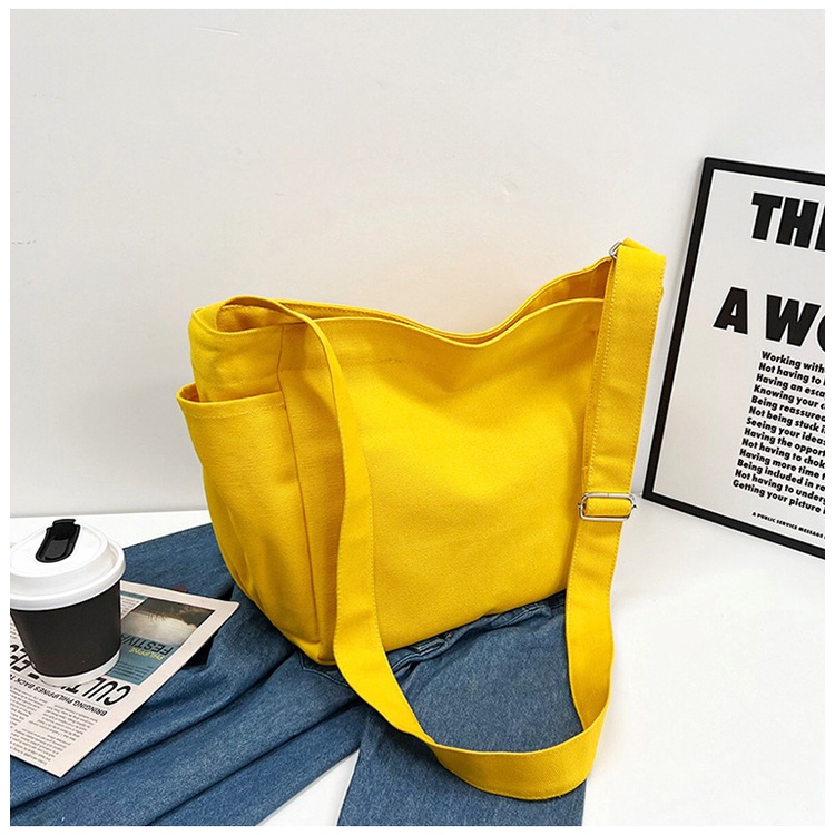 Túi Đeo Chéo Bằng Vải Canvas Thiết Kế Mới Đơn Giản Dành Cho Nữ