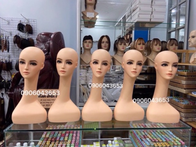 Đầu manocanh đội tóc giả cao cấp