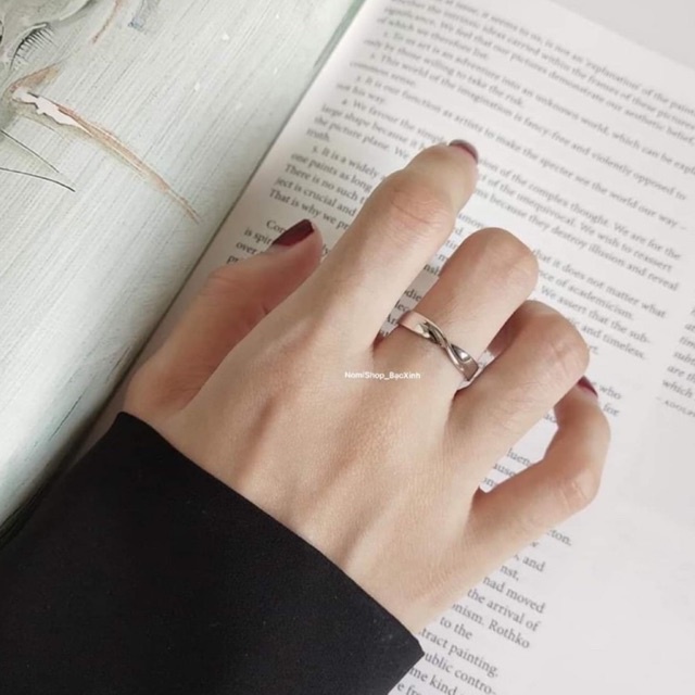 Nhẫn Đôi xoắn quẩy, miễn phí khắc tên theo yêu cầu thiết kế độc đáo trẻ trung Mainomi Shop Bạc Xinh