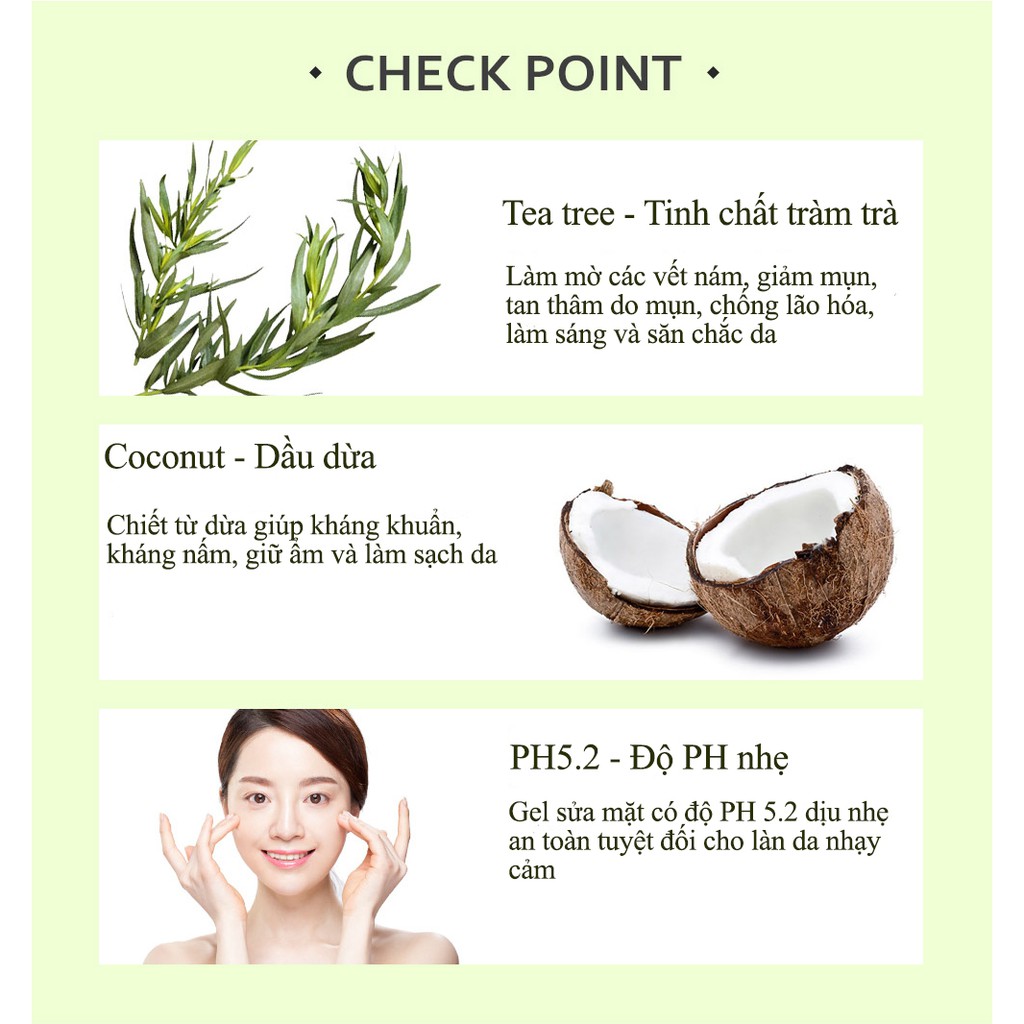 Sữa rửa mặt tràm trà cho da nhạy cảm, ngăn ngừa mụn sạch nhờn cho nam và nữ Grinif Tea Tree Cleansing Gel 100ml | BigBuy360 - bigbuy360.vn