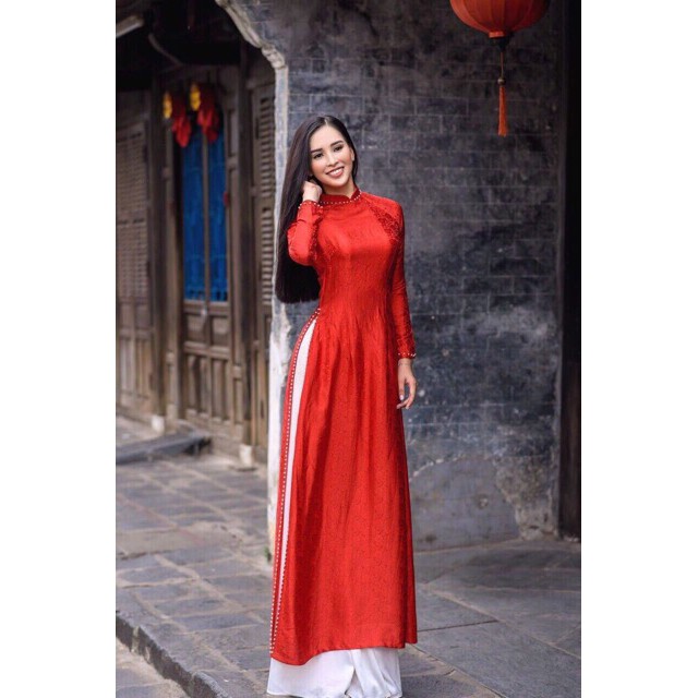 Bộ áo dài gấm ❤️𝑭𝑹𝑬𝑬𝑺𝑯𝑰𝑷❤️ Họa tiết vân hoa dệt nét đẹp | BigBuy360 - bigbuy360.vn