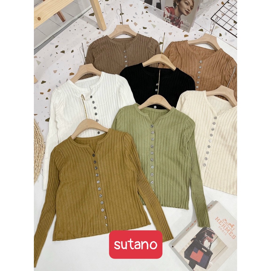 Áo len đũa cài cúc dài tay form ôm co giãn kiểu dáng sexy chất len cao cấp A685 SUTANO