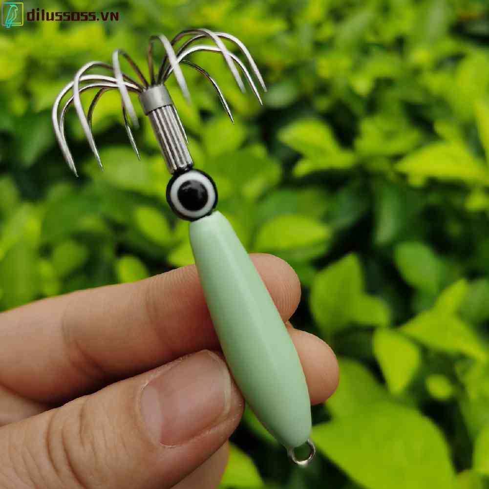 Mồi Câu Cá Hình Mực Phát Sáng Có Lưỡi Câu