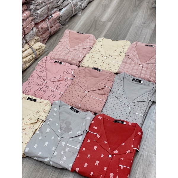 Pijama dài tay chất liệu dạ cao cấp