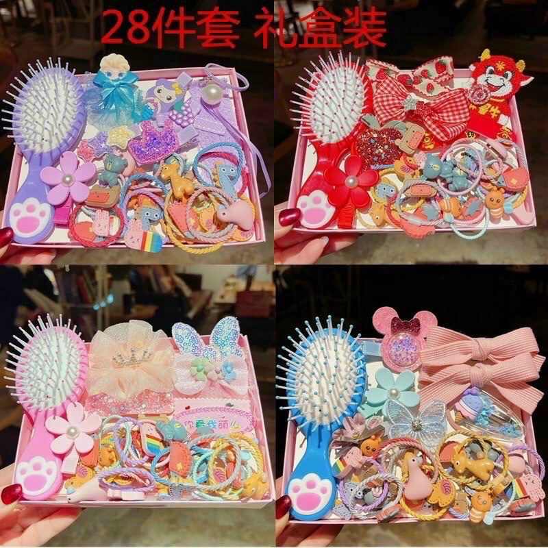 Sét dây chun buộc tóc, kẹp tóc kèm lược xinh xinh cho bé