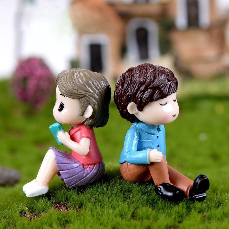 Set 2 Mô Hình Cặp Đôi Lãng Mạn Trang Trí Vườn