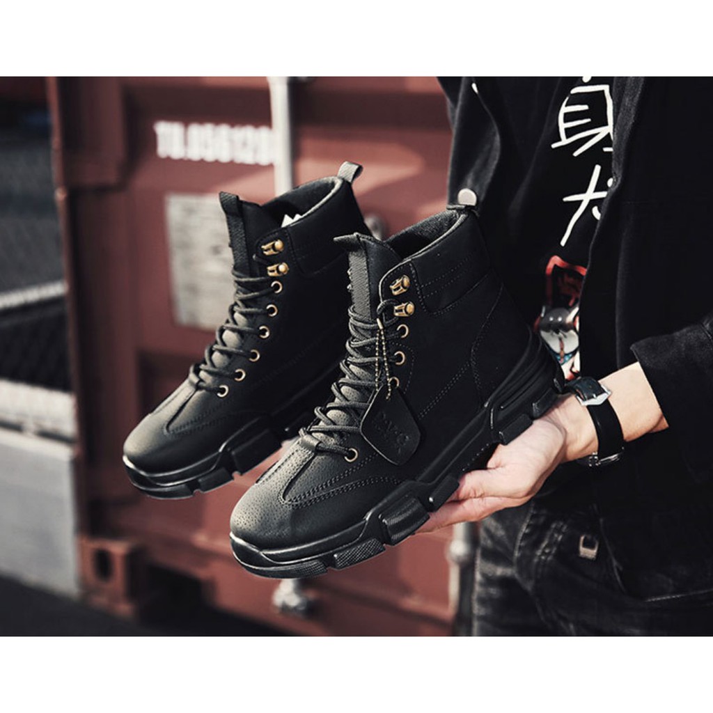 Giày Sneaker nam cổ cao, bốt nam da lì phong cách bụi bặm đường phố QA - 362 | BigBuy360 - bigbuy360.vn