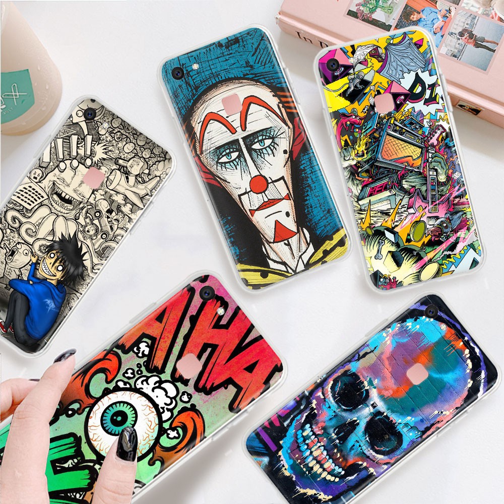 Transparent Case for VIVO U3 V3 Max V5 V5S V7 Plus V15 V17 Pro TB122 Street Graffiti Art Phone Cover