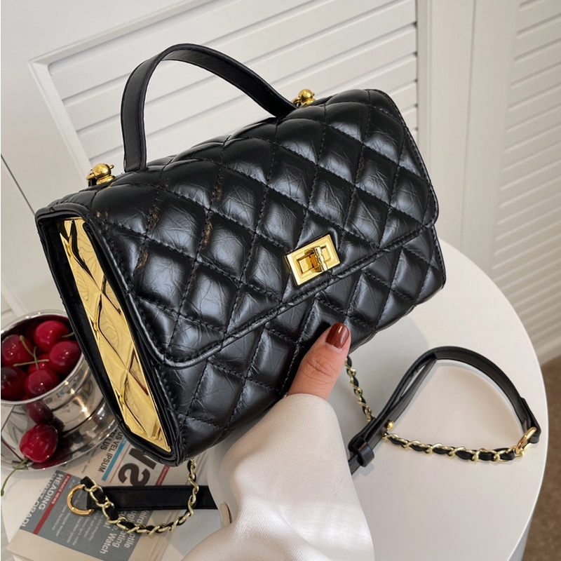 Túi đeo vai IELGY hình vuông cỡ nhỏ phối dây xích thời trang phong cách retro cho nữ