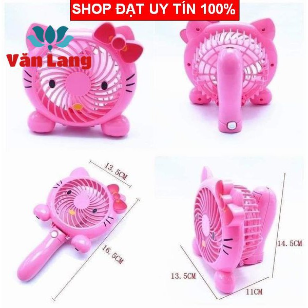 Quạt tích điện cầm tay mini, quạt tích điện gấp gọn hình Doremon và Mèo hồng