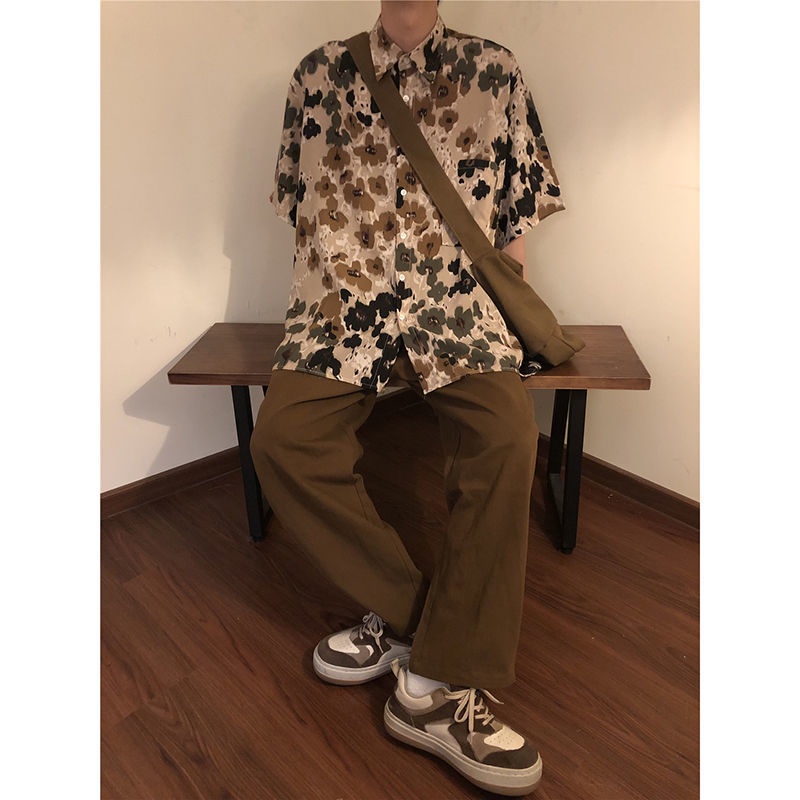 Áo Sơ Mi Ngắn Tay Nhuộm Màu Phong Cách Vintage Thời Trang Mùa Hè 2022 Cho Nam