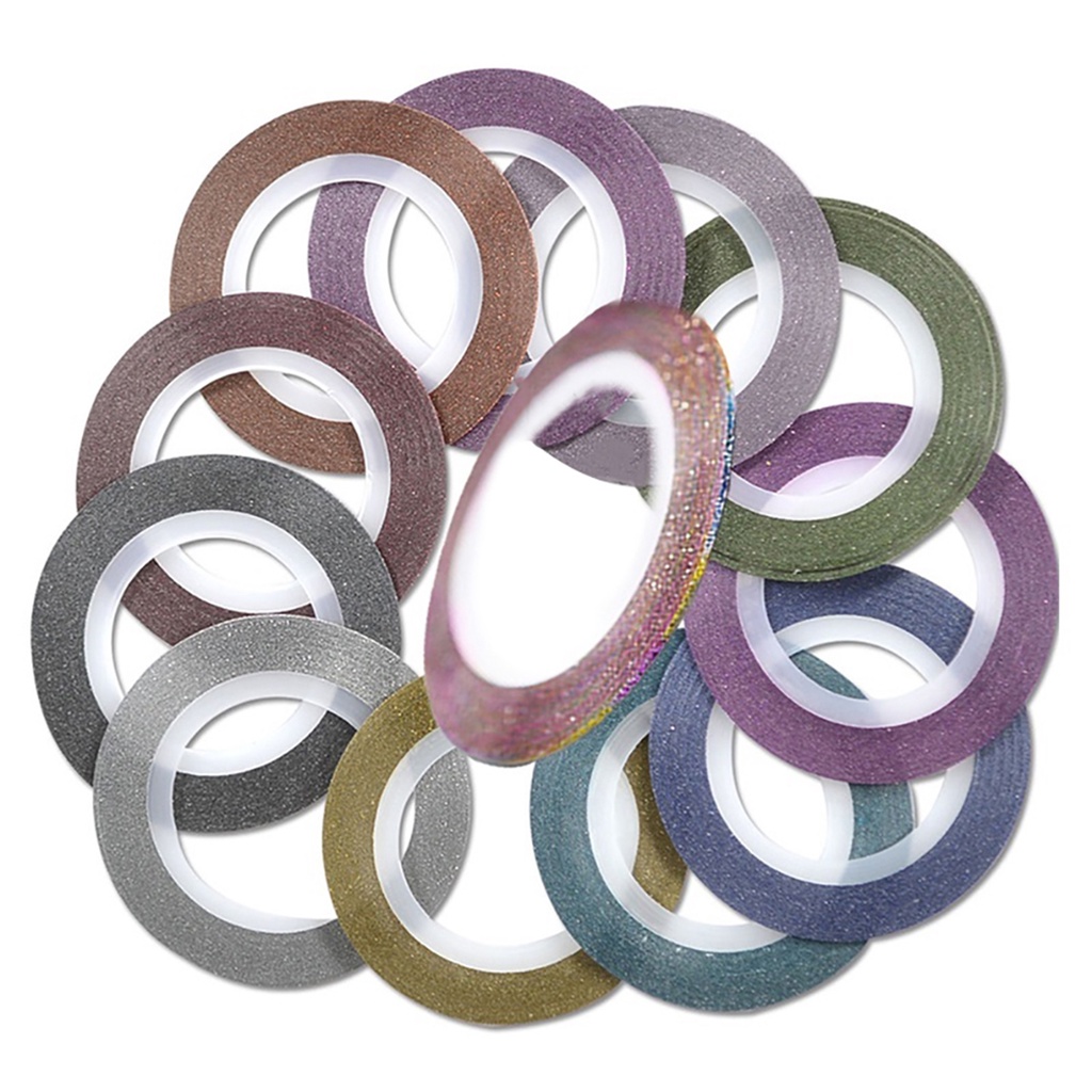 Bộ 12 Cuộn Sticker Dán Trang Trí Móng Tay 1mm Đa Năng