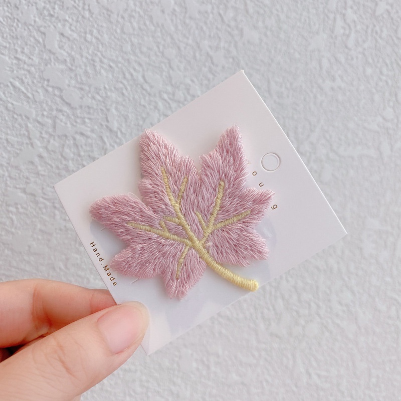 Kẹp Tóc Thêu Hình Lá Phong Xinh Xắn Phong Cách Hàn Quốc Cho Bé