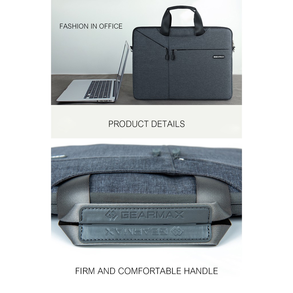 Túi đeo GearMax (full size) cho Macbook - Laptop kiểu dáng công sở ( Màu đen)