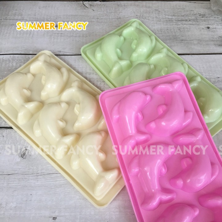 Khuôn thạch 6 con cá heo, khay đá hình cá heo - Dolphin ice tray - jelly mold VT-KD06