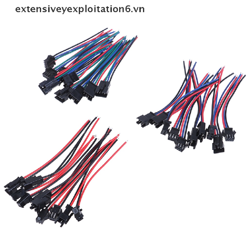 Bộ 5 cặp đầu nối dây đèn LED 20cm SM 2Pin 3Pin 4Pin