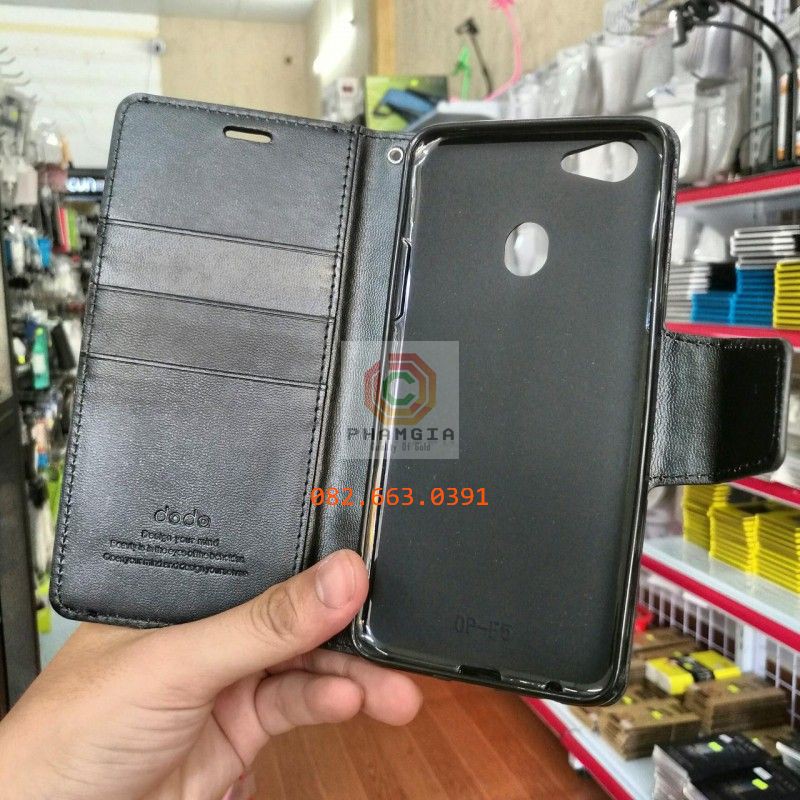 Bao da Oppo F5/F7 nắp gập chống đỡ xem phim, ngăn đựng thẻ
