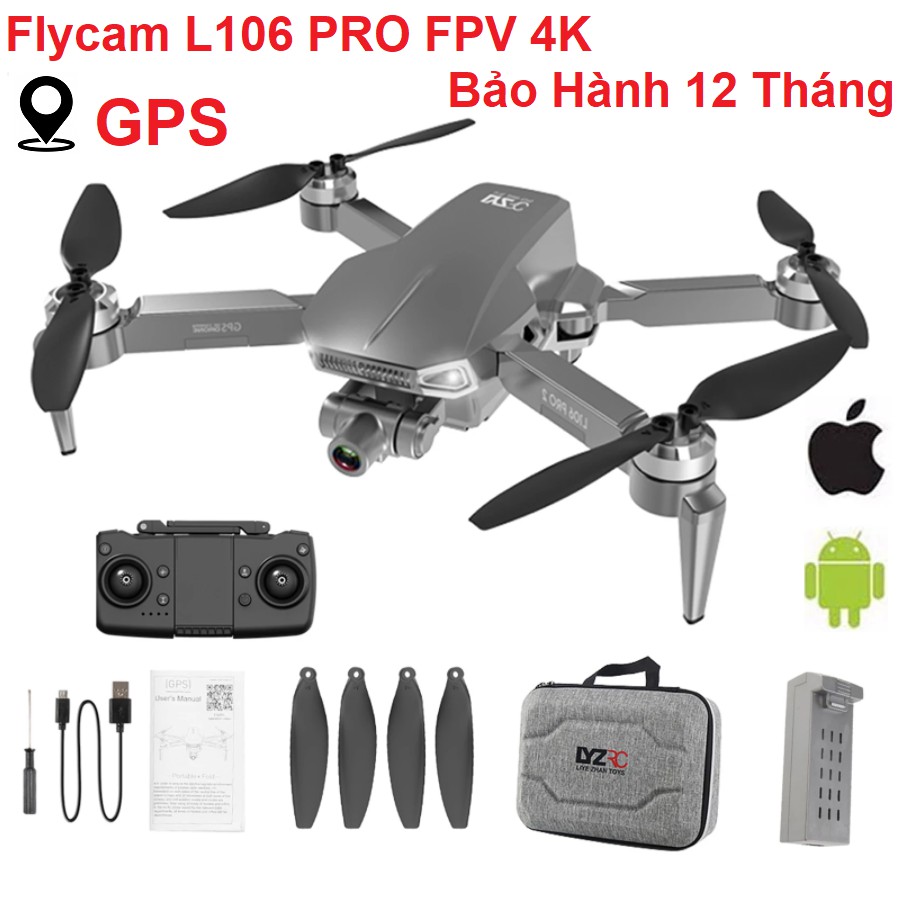 Flycam L106 Pro FPV - Quay Phim Chụp Ảnh 4K - Chống Rung Cao Cấp - Wifi 5G - Định Vị GPS - Động Cơ Không Chổi Than