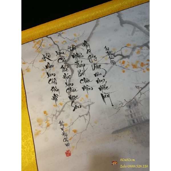 Thư pháp Cảnh Hồ Gươm 80x80cm