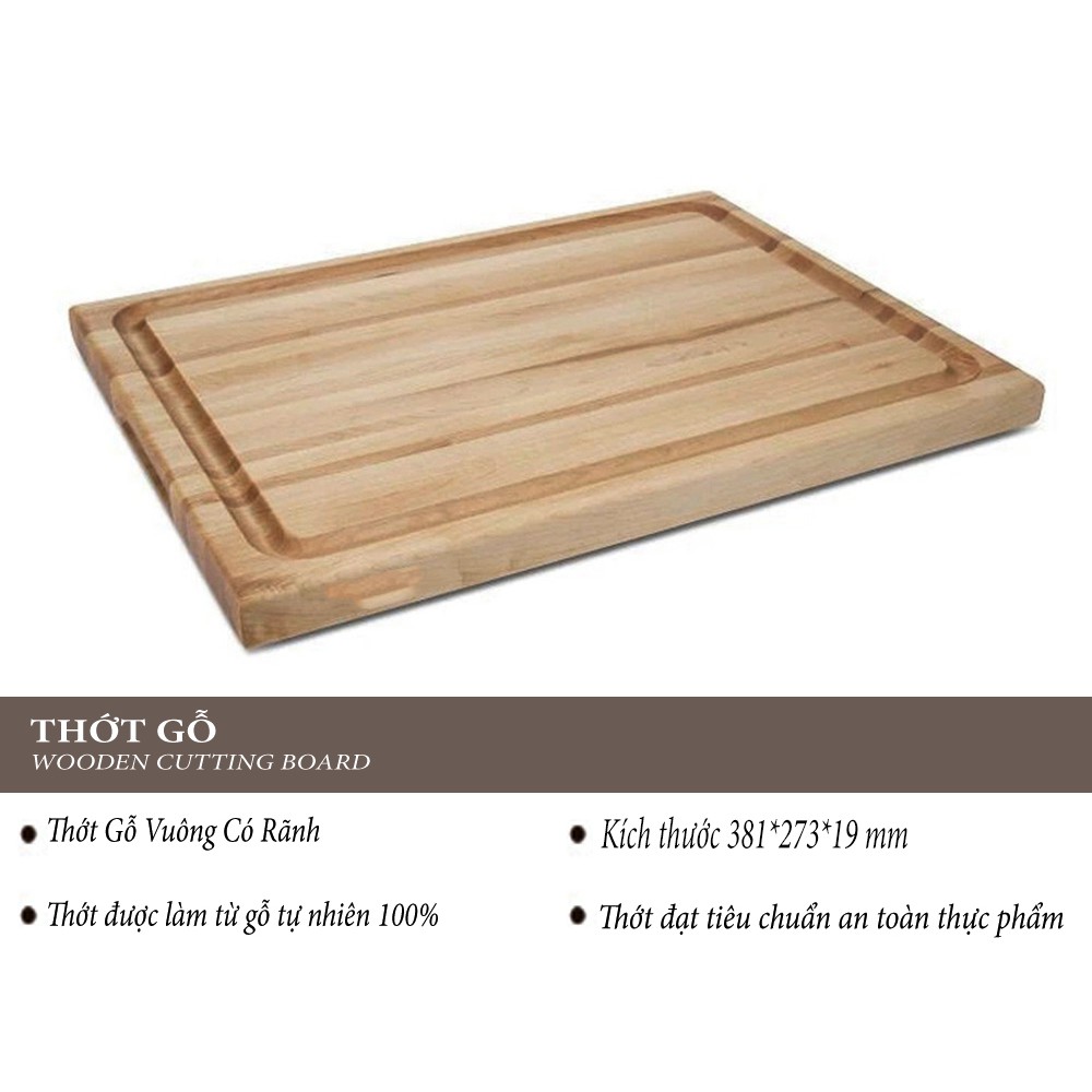 THỚT GỖ TEAK XUẤT KHẨU ÂU 40x38CM Thái, Chặt, Trang Trí Món Phong Cách Âu - Natural Teak Wood Cutting Board