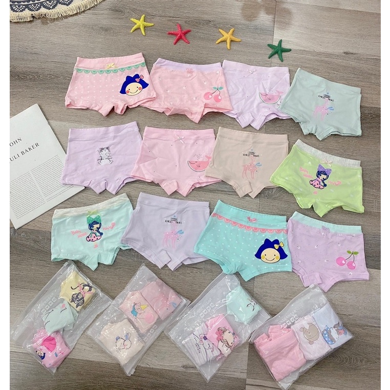 Combo 3 Quần Chip Đùi Bé Gái , Quần Lót Đùi Bé Gái Hoạ Tiết Chất Cotton Mát - Nhà Cam